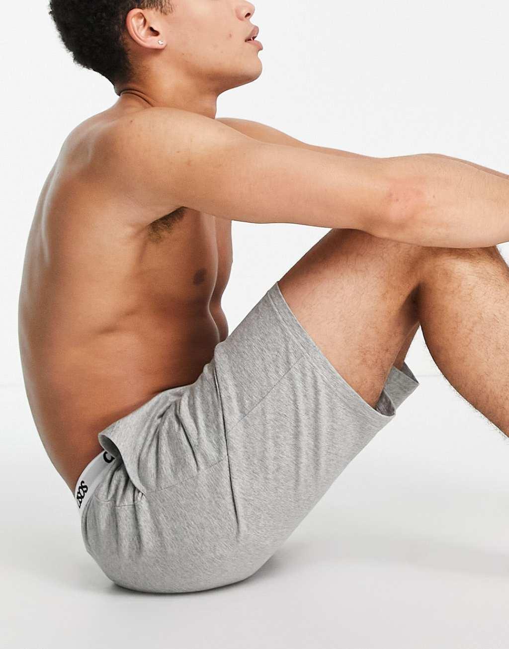 ASOS DESIGN lounge pyjama shorts in gray marl with branded waistband Product Image
