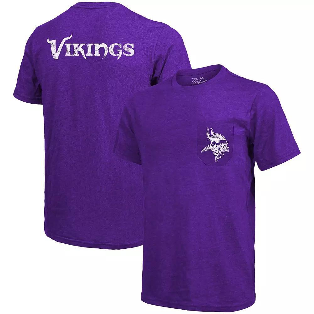 Minnesota Vikings Majestic Threads Tri-Blend Pocket T-Shirt - Heathered Purple, Men's, Size: Small Product Image