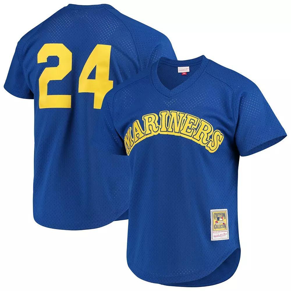 Men's Mitchell & Ness Ken Griffey Jr. Royal Seattle Mariners Cooperstown Mesh Batting Practice Jersey, Size: Medium, Blue Product Image