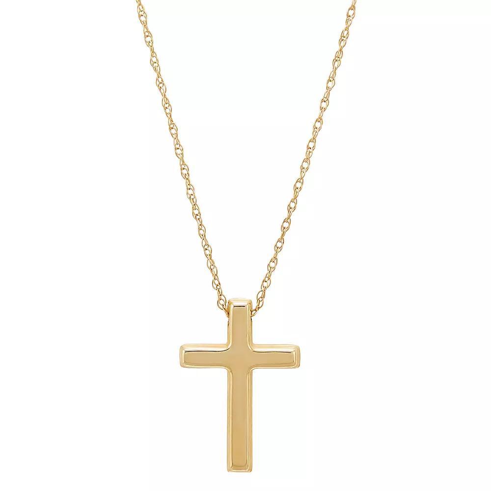 Everlasting Gold 10k Gold Polished & Diamond Cut Cross Pendant Necklace, Women's, Size: 20" Product Image