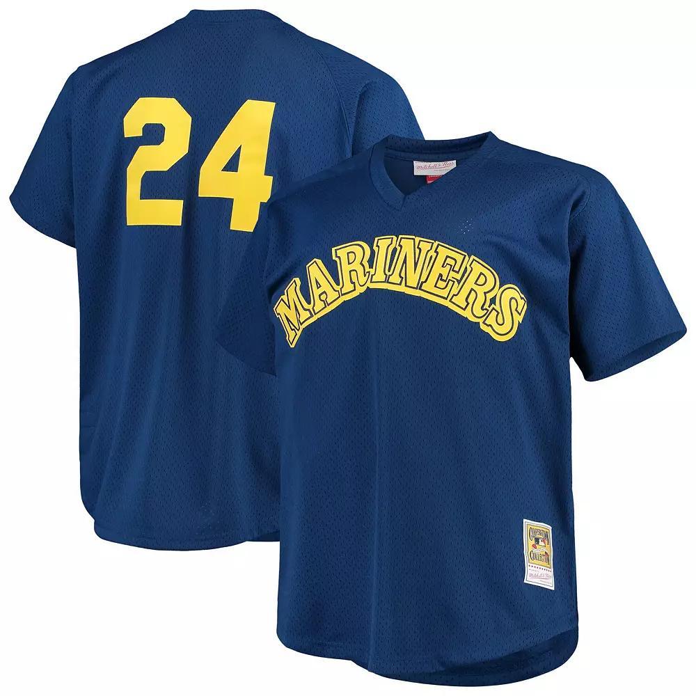 Men's Mitchell & Ness Ken Griffey Jr. Royal Seattle Mariners Big & Tall Cooperstown Collection Mesh Batting Practice Jersey, Size: 2XLT, Blue Product Image