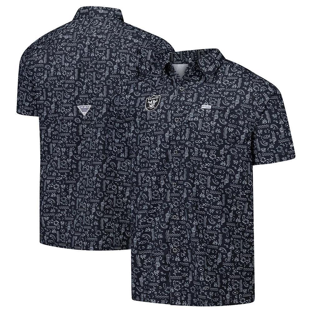 Men's Columbia PFG Black Las Vegas Raiders Super Slack Tide Omni-Wick Button-Up Shirt, Size: Large, Lvr Black Product Image