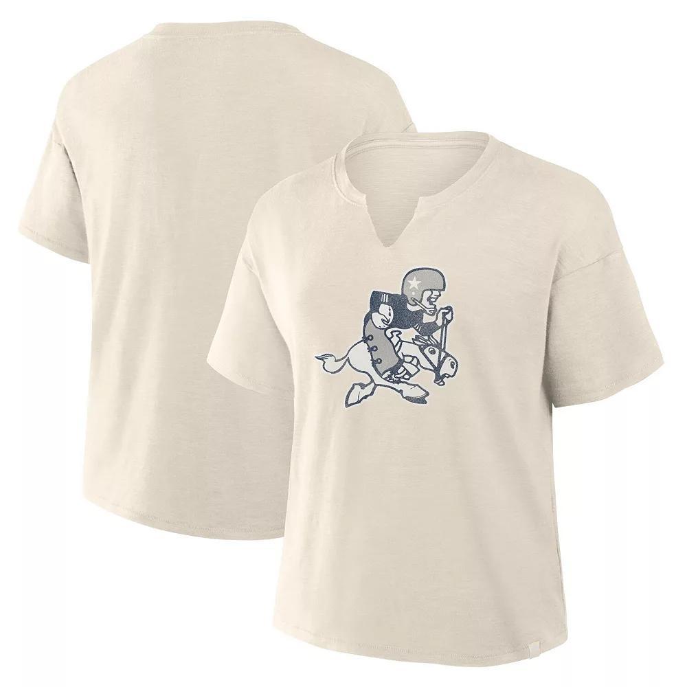Women's Fanatics Cream Dallas Cowboys Slub V-Neck T-Shirt, Size: 2XL, Beige Product Image