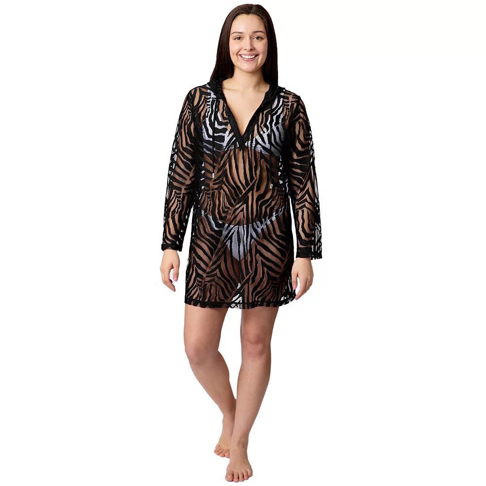 Womens Aqua Del Mar Crochet Long Sleeve Coverup Dress Product Image