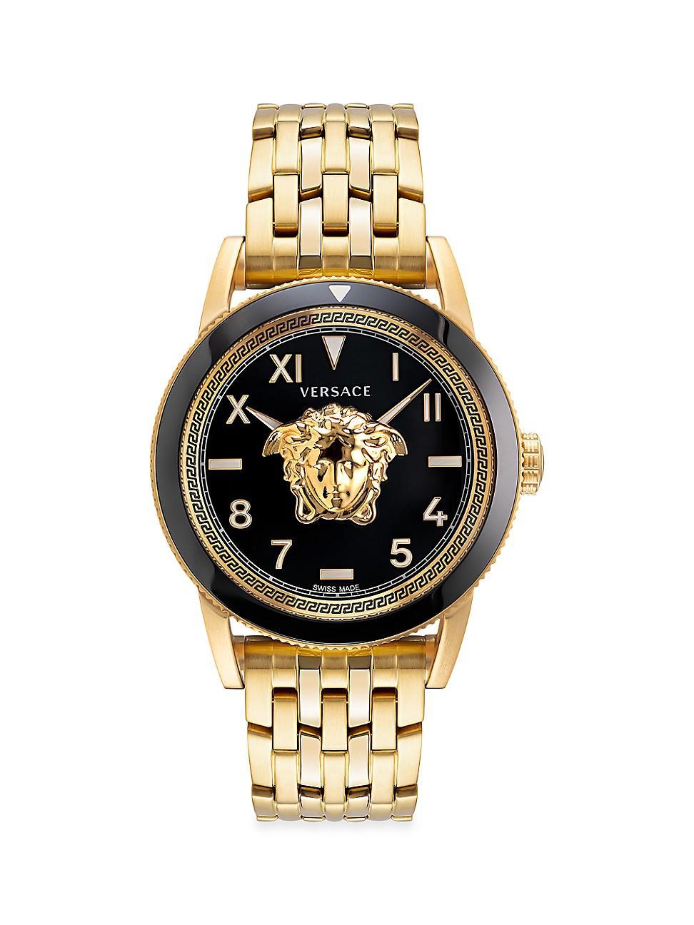 Mens Palazzo Goldtone Greca Bracelet Watch Product Image