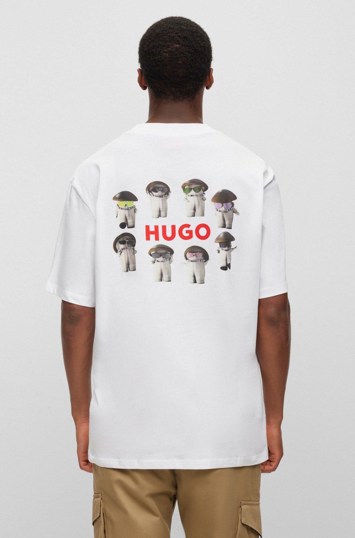 Cotton-jersey relaxed-fit T-shirt with mushroom prints Product Image