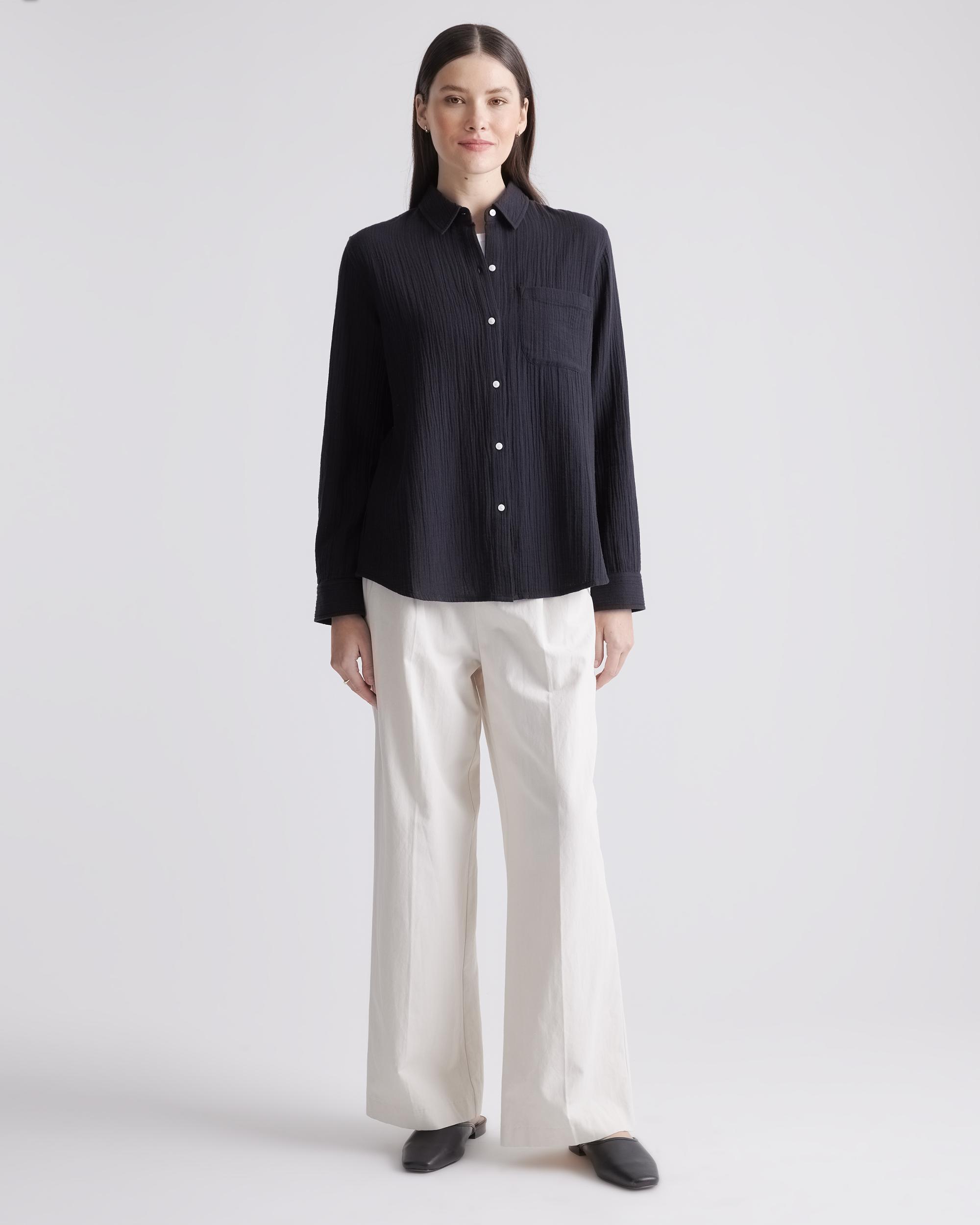 Quince | Women's Gauze Long Sleeve Shirt Size XS, Organic Cotton Product Image