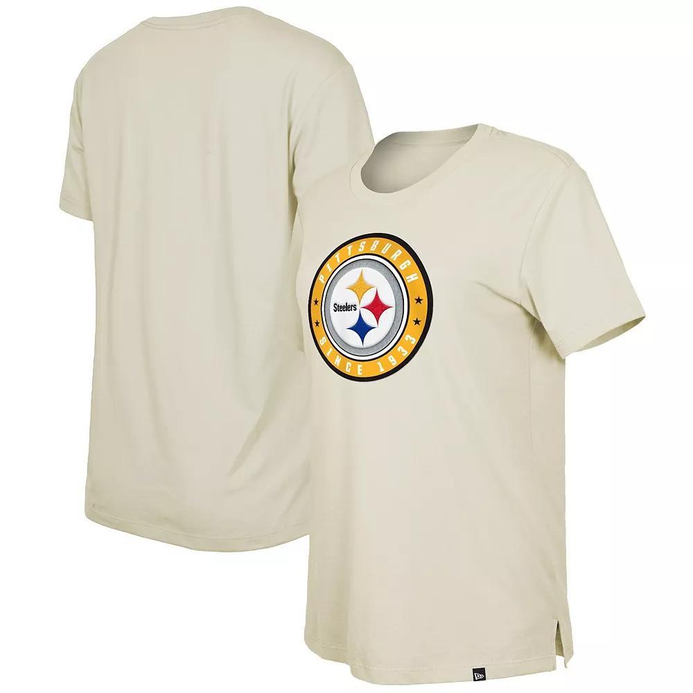 Women's New Era  Cream Pittsburgh Steelers 2023 NFL Draft T-Shirt, Size: Large, Beige Product Image