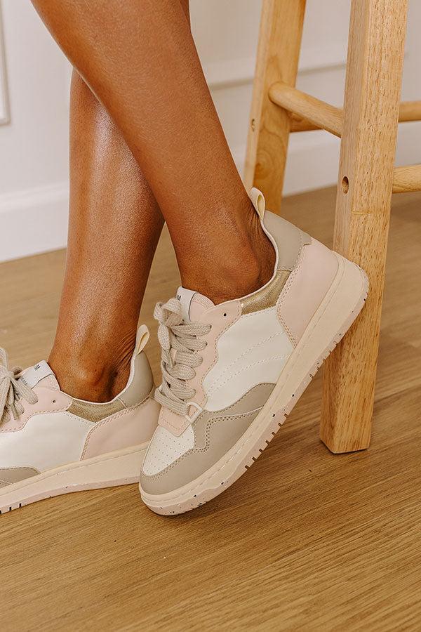 The Sadie Faux Leather Sneaker in Light Pink Product Image