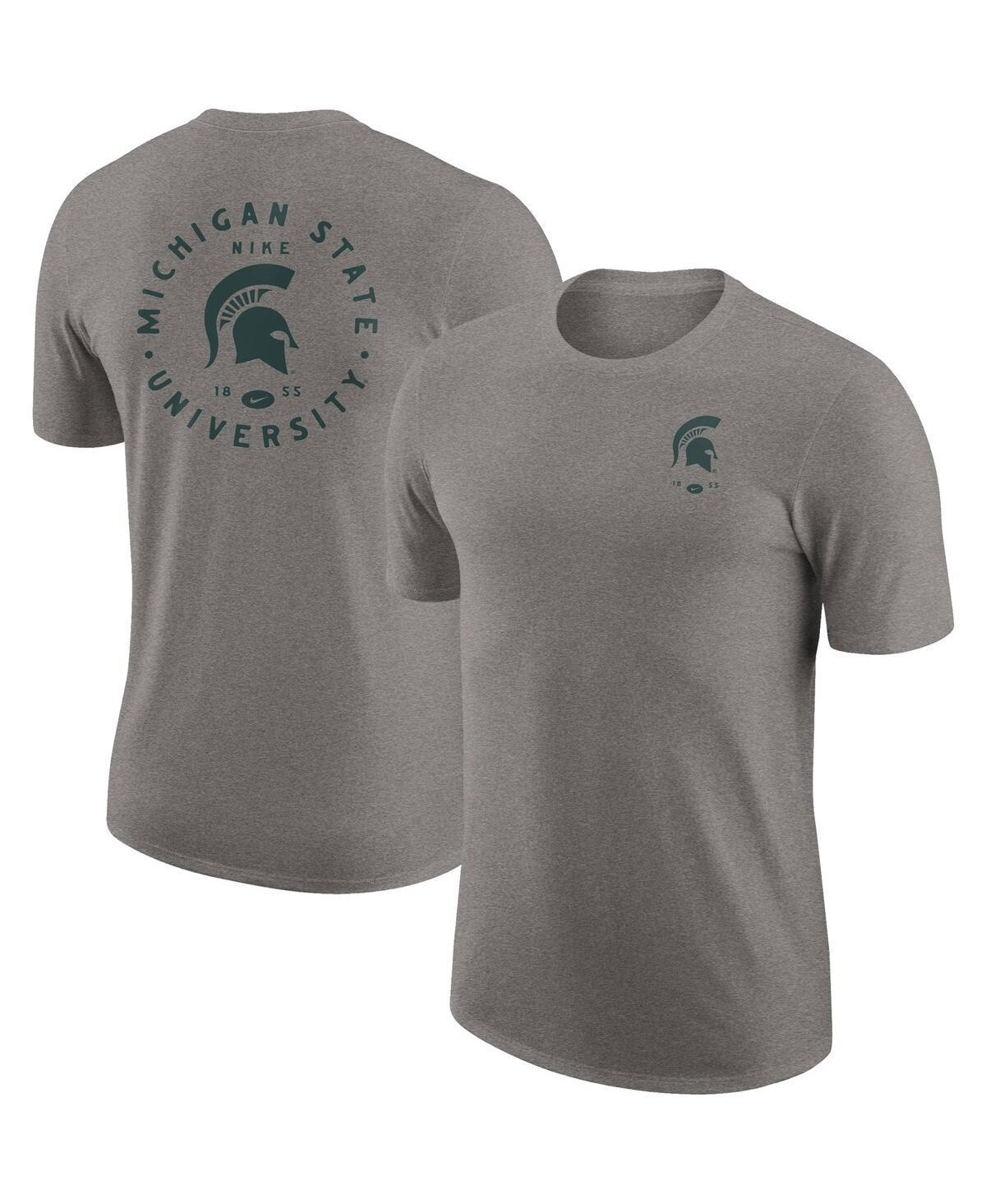 Men's Nike Heathered Gray Michigan State Spartans Logo 2-Hit Tri-Blend Performance T-Shirt, Size: 2XL, Grey Product Image