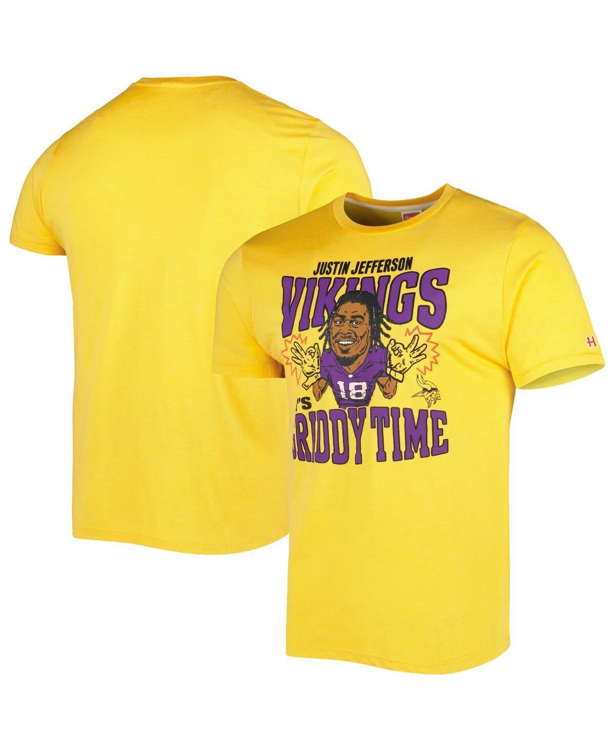 Men's Homage Justin Jefferson Gold Minnesota Vikings Caricature Player Tri-Blend T-Shirt, Size: Large Product Image