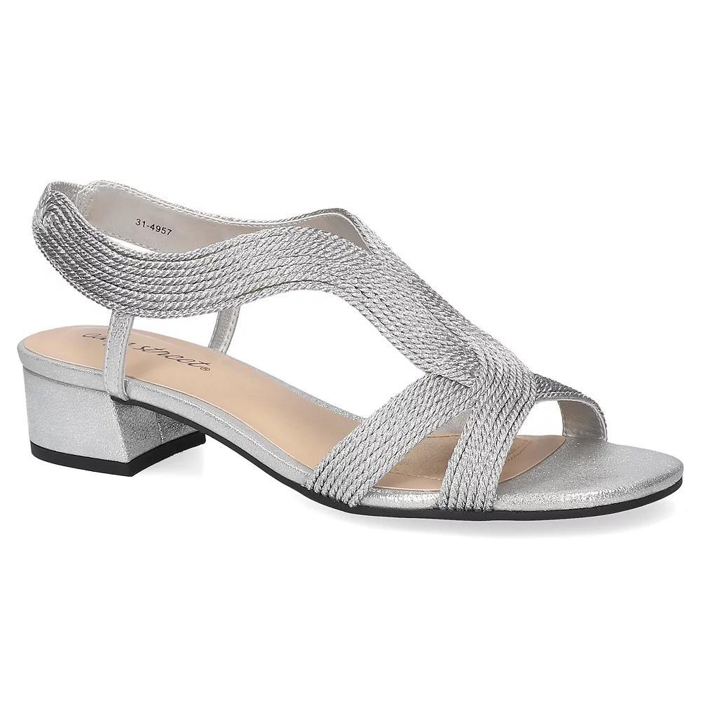 Easy Street Festival Block Heel Women's Woven Sandals, Size: 6.5, Silver Woven Product Image