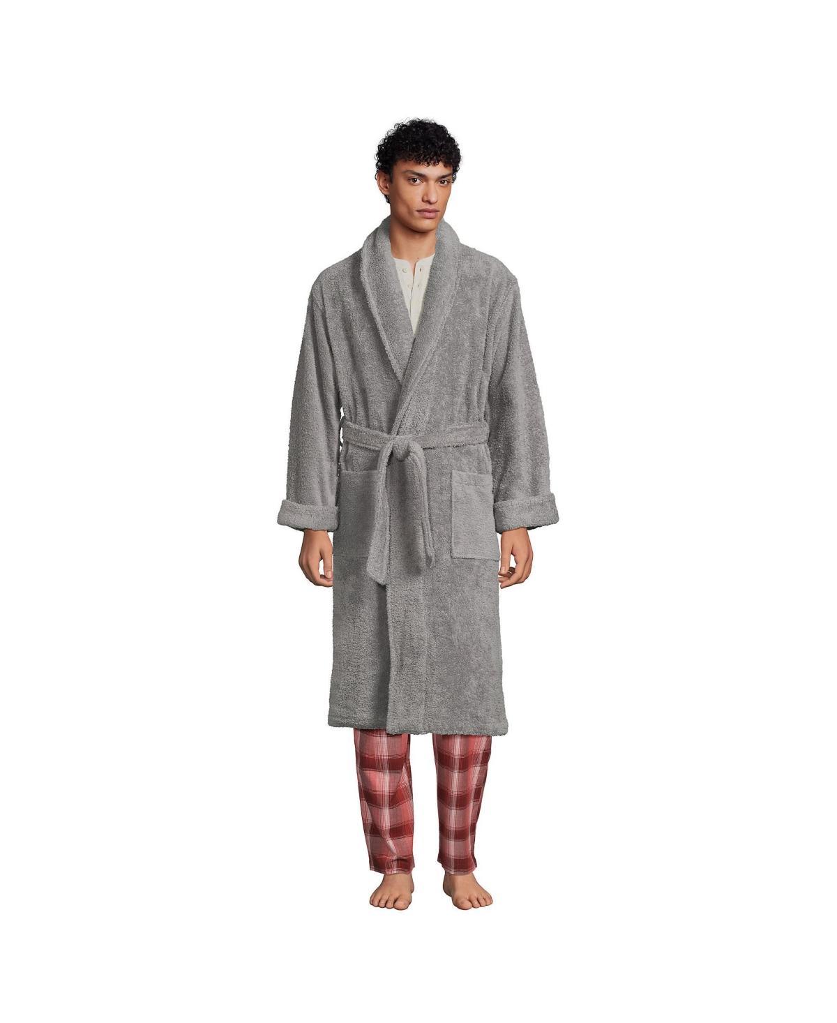 Big & Tall Lands' End Calf-Length Turkish Terry Robe, Men's, Size: Medium Tall, White Product Image
