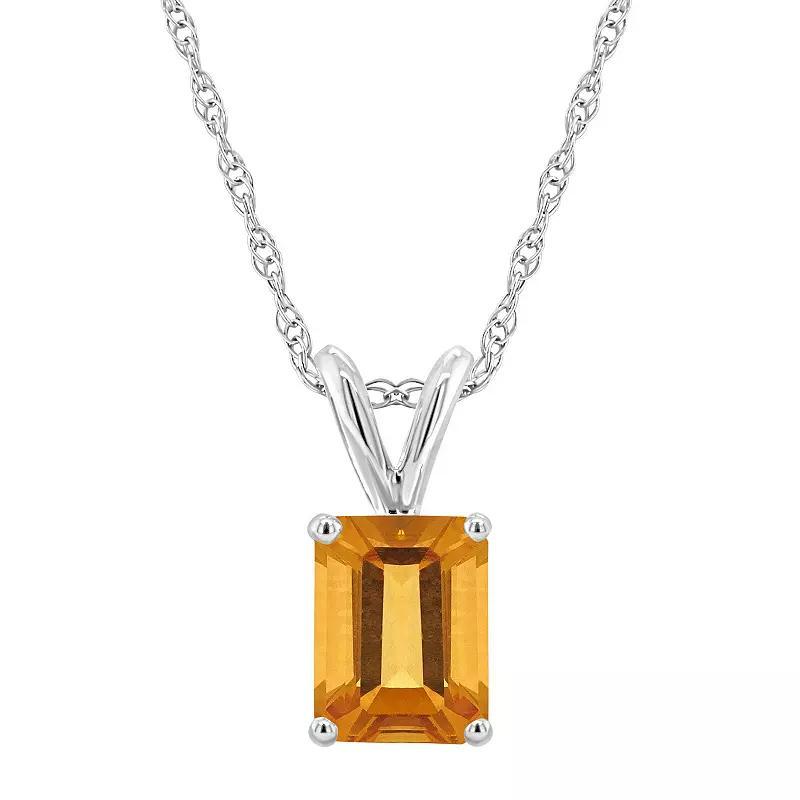 Celebration Gems 14k Gold Emerald Cut Blue Topaz Pendant Necklace, Women's, Size: 18" Product Image