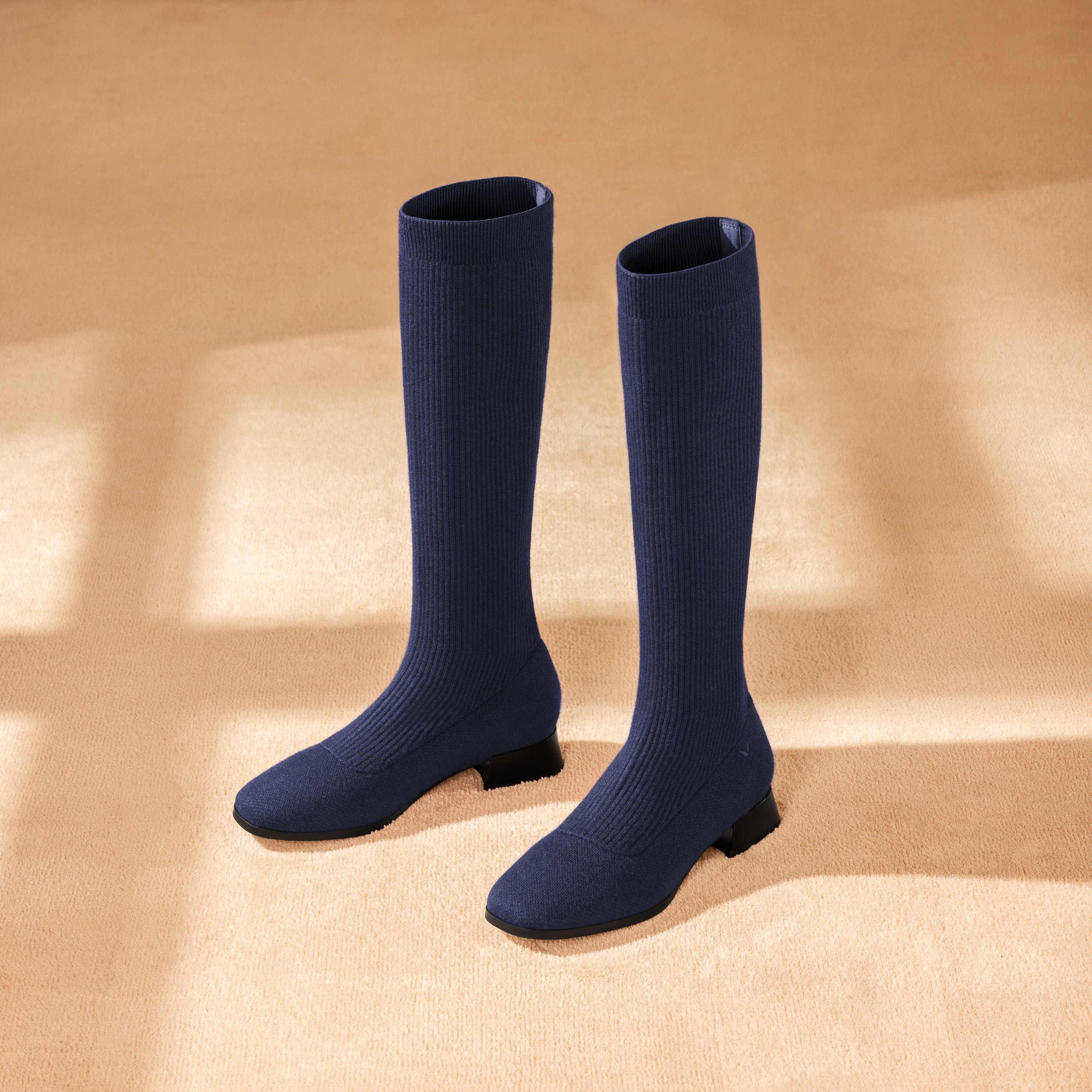 Square-Toe Water Repellent Wool Knee-High Boots (Tara Pro) Product Image
