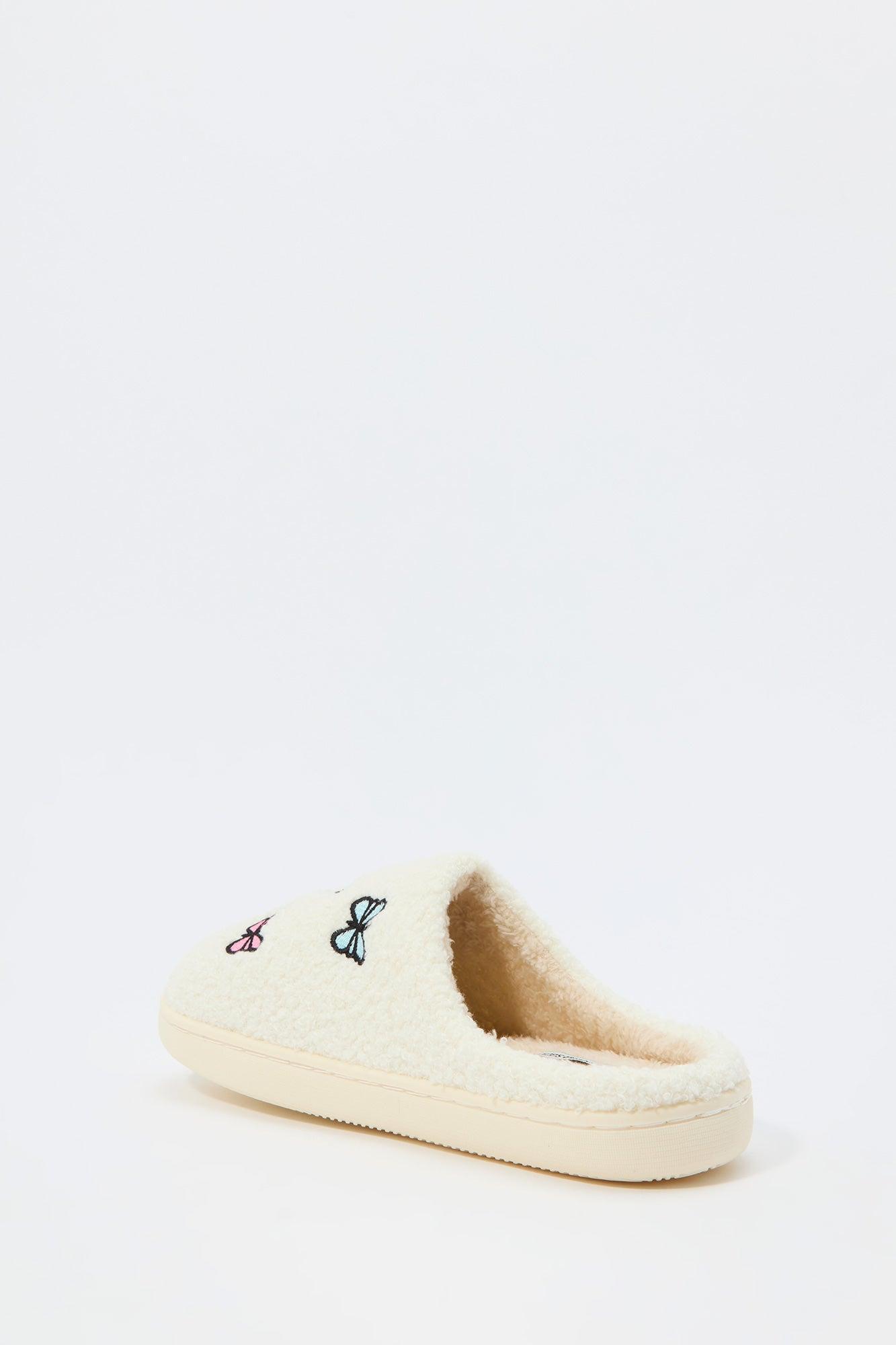Butterfly Embroidered Sherpa Slipper Female Product Image