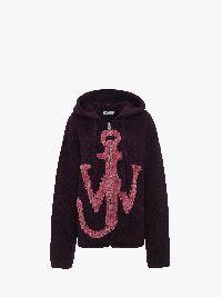 ANCHOR LOGO HOODIE WITH ZIP in purple | JW Anderson US  Product Image