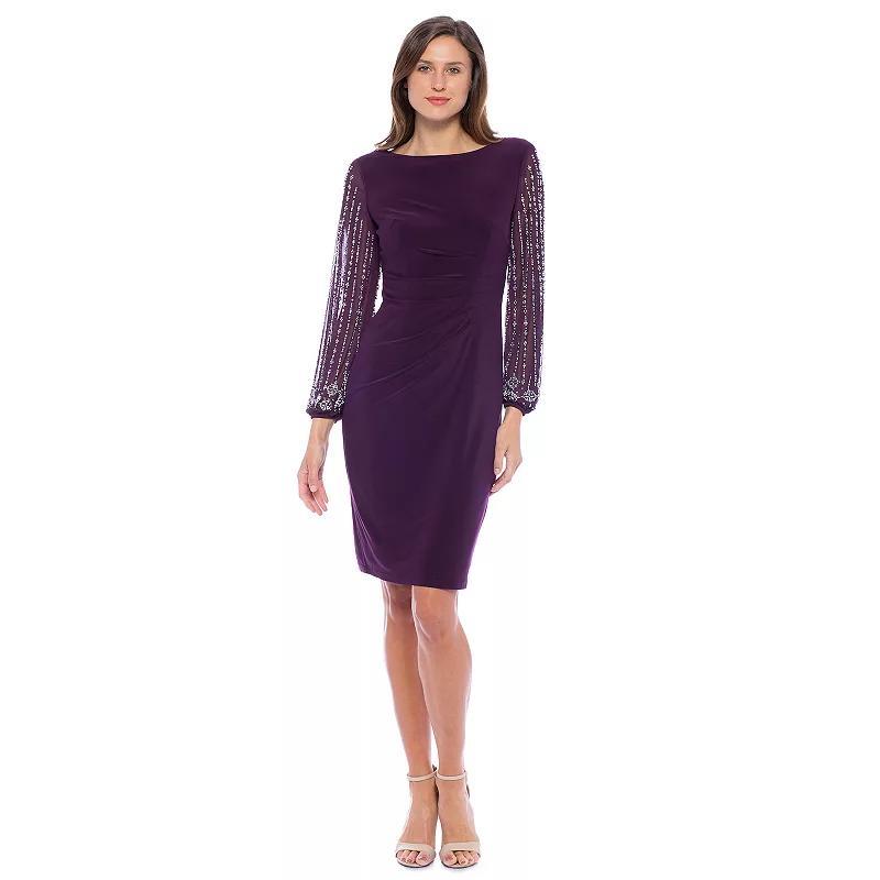 Women's Marina Beaded Sleeve Short Dress, Size: 10, Black Product Image
