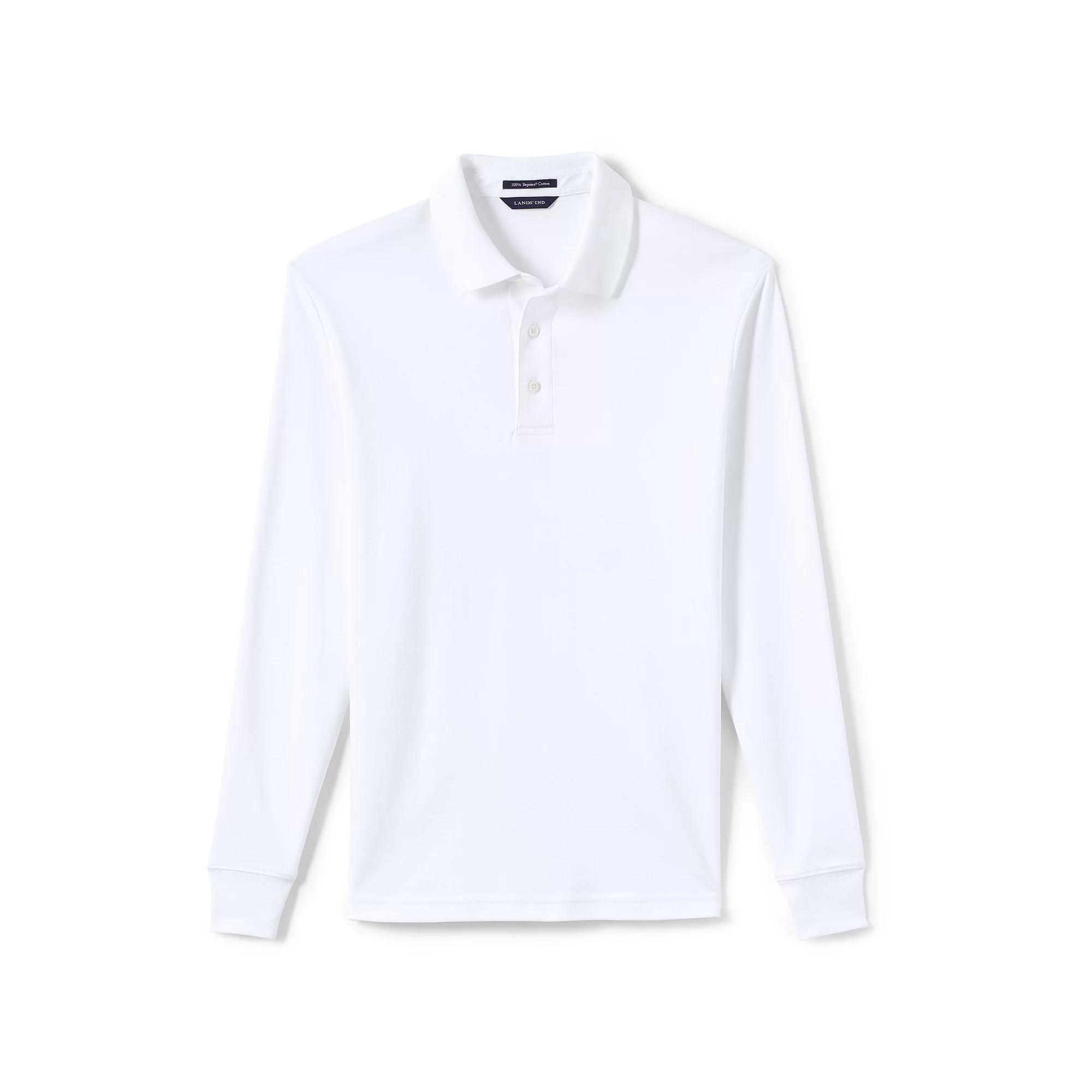 Men's Lands' End Soft Supima Polo, Size: Medium, White Product Image