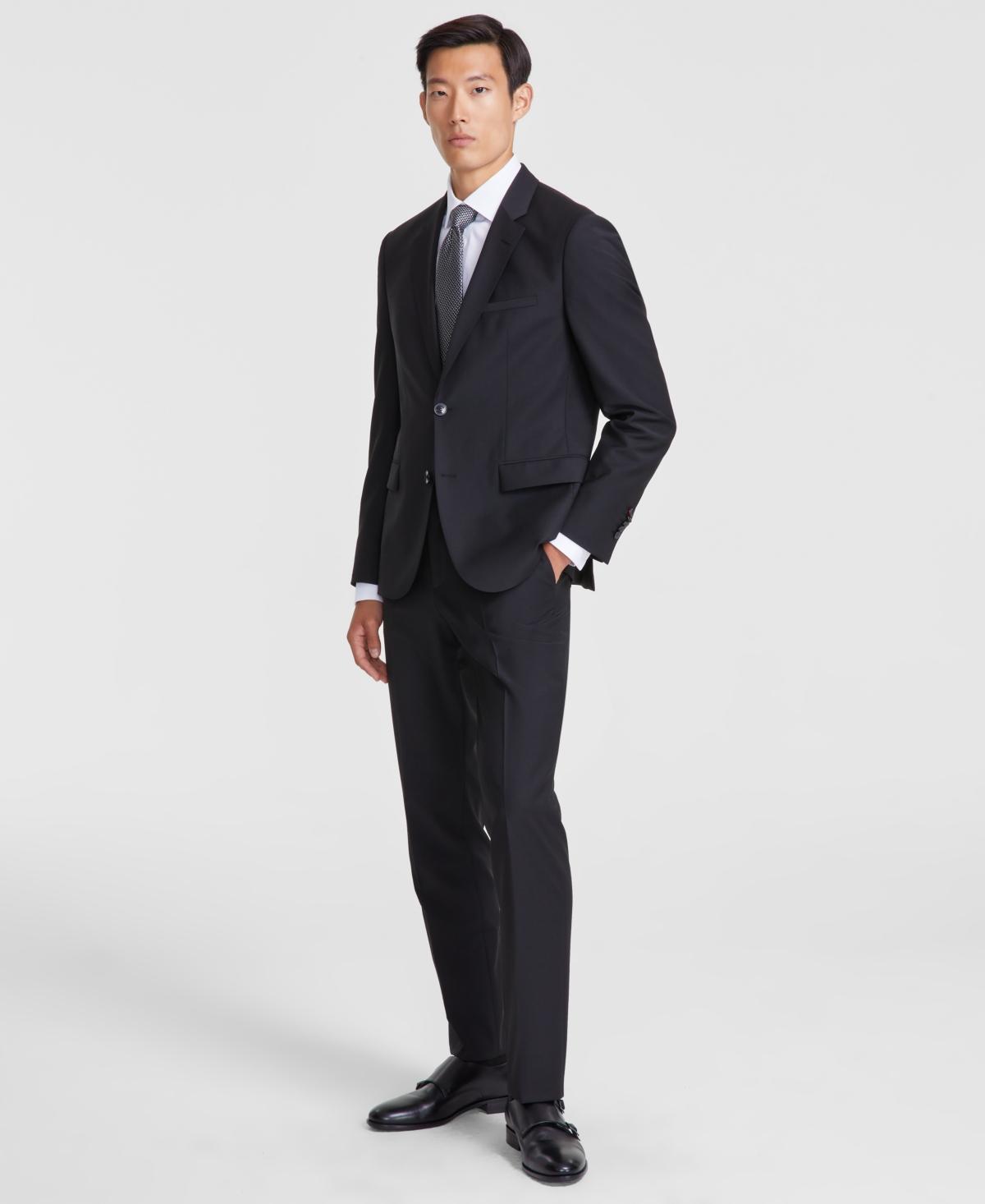 HUGO BOSS Hugo By  Men Modern-fit Stretch Solid Nested Suits In Medium Blue Product Image