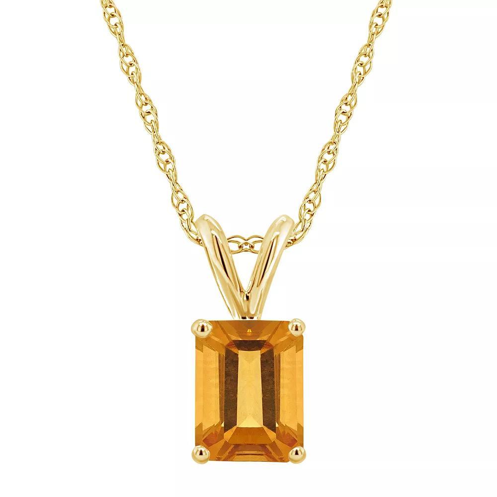 Celebration Gems 14k Gold Emerald Cut Blue Topaz Pendant Necklace, Women's, Size: 18" Product Image