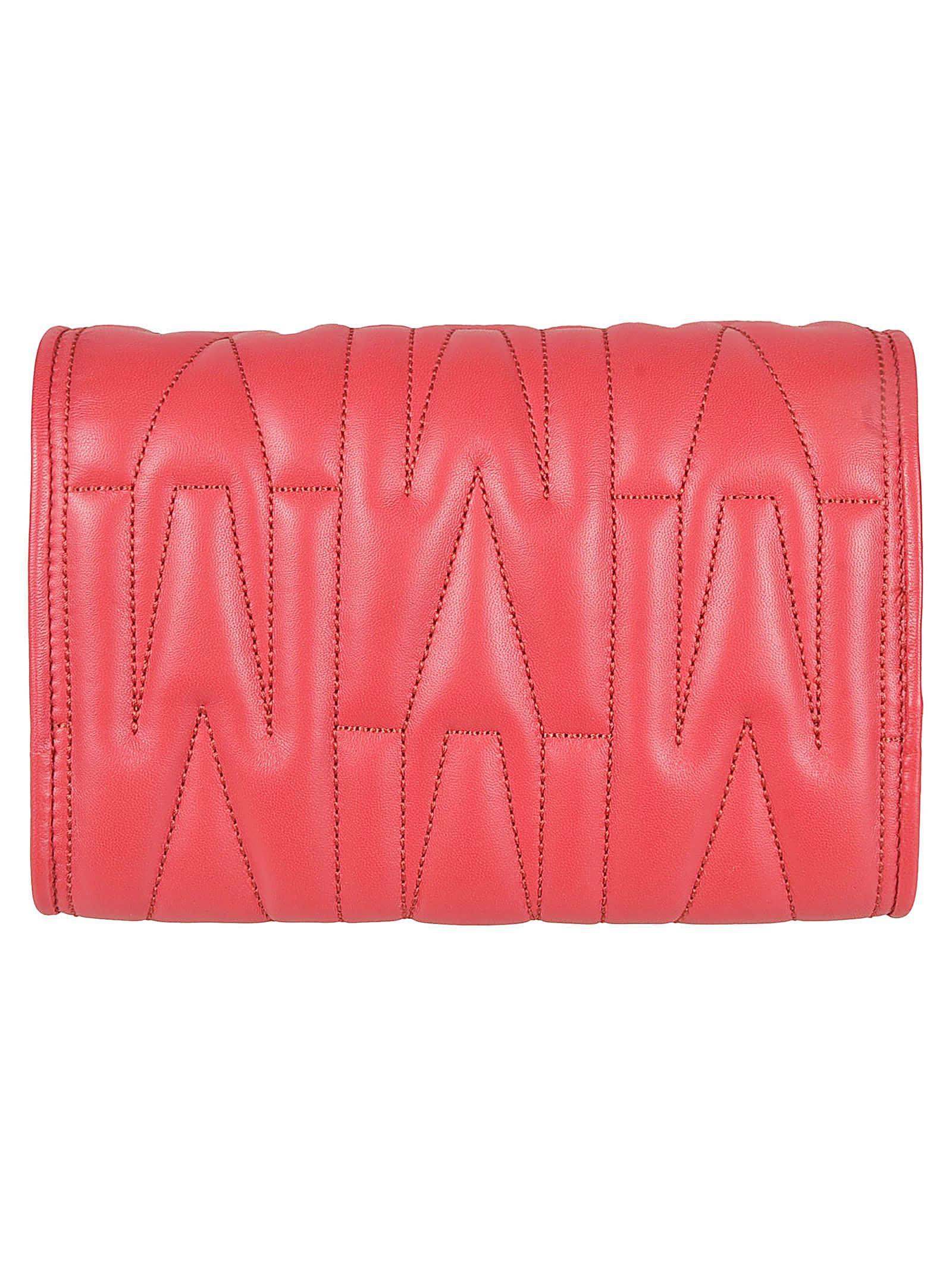 MOSCHINO M Plaque Quilted Flap Chain Shoulder Bag In Red Product Image