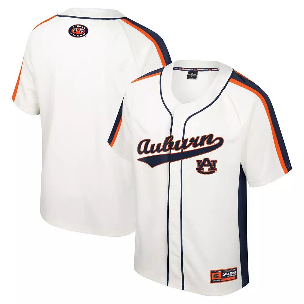 Men's Colosseum Cream Auburn Tigers Ruth Button-Up Baseball Jersey, Size: XL, Beige Product Image