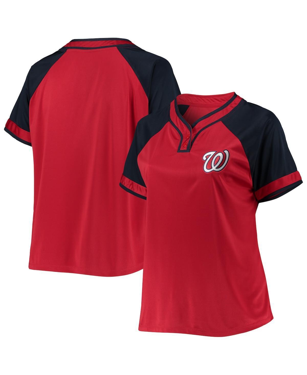 Women's Red Washington Nationals Plus Size Raglan T-Shirt, Size: 2XL Product Image