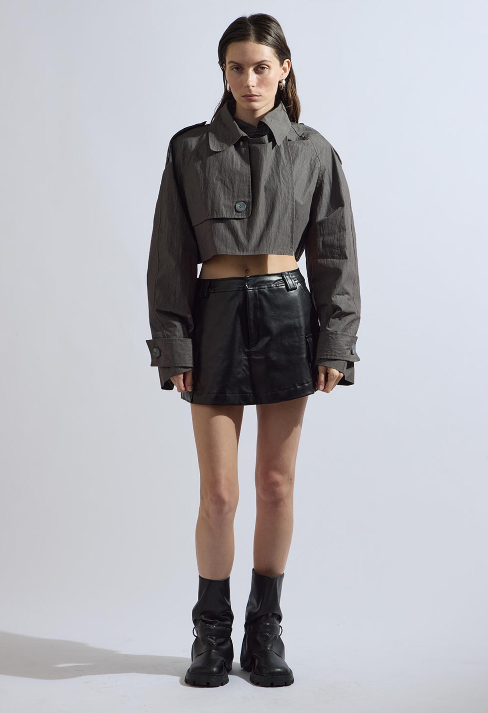 Cropped Trench Coat in Ash Product Image