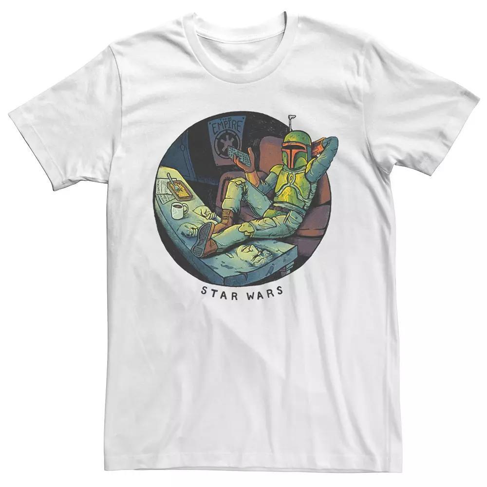 Men's Star Wars Boba Fett Relaxing Cartoon Tee, Size: Medium, White Product Image