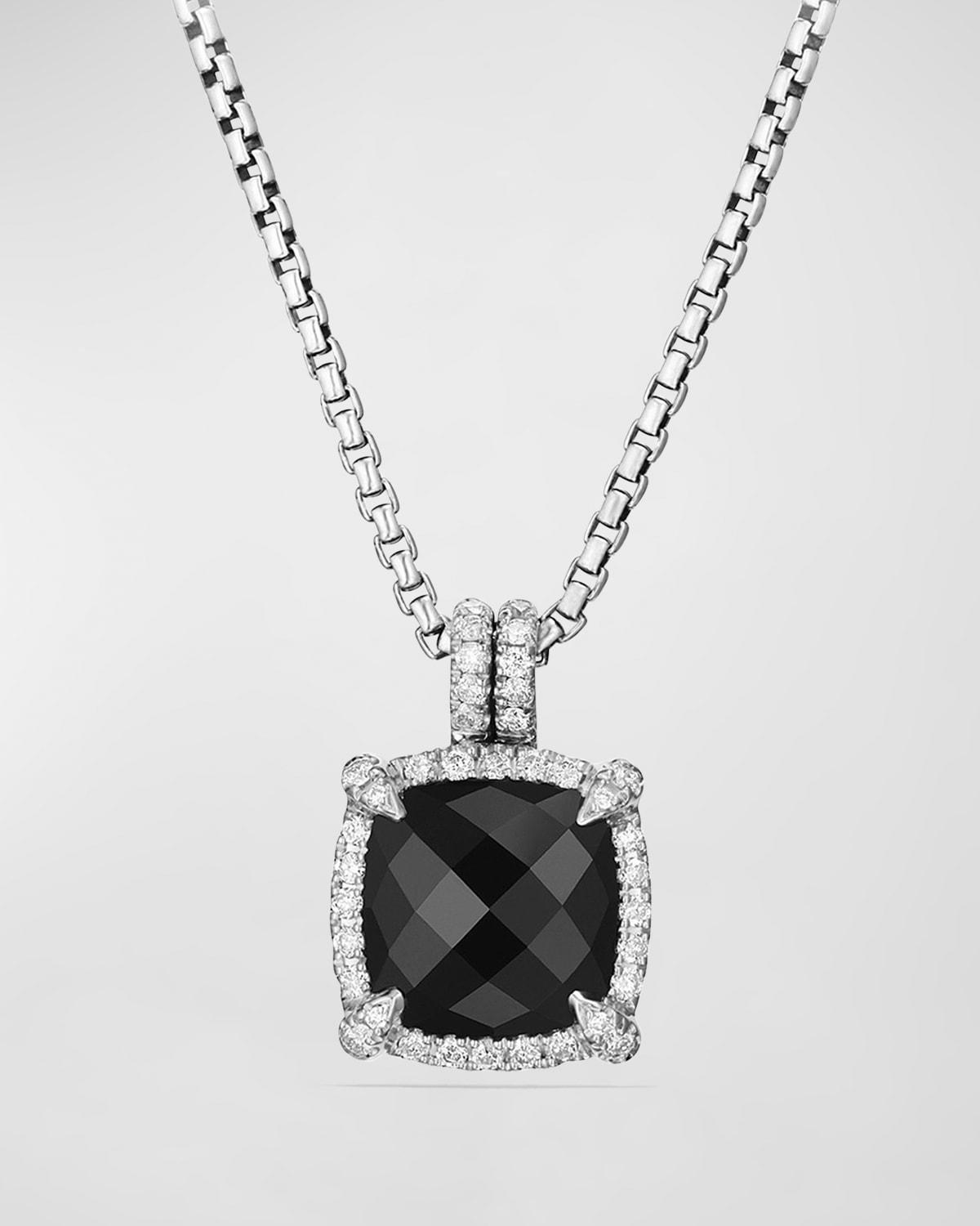 Womens Chatelaine Pav Bezel Pendant Necklace in Sterling Silver Product Image