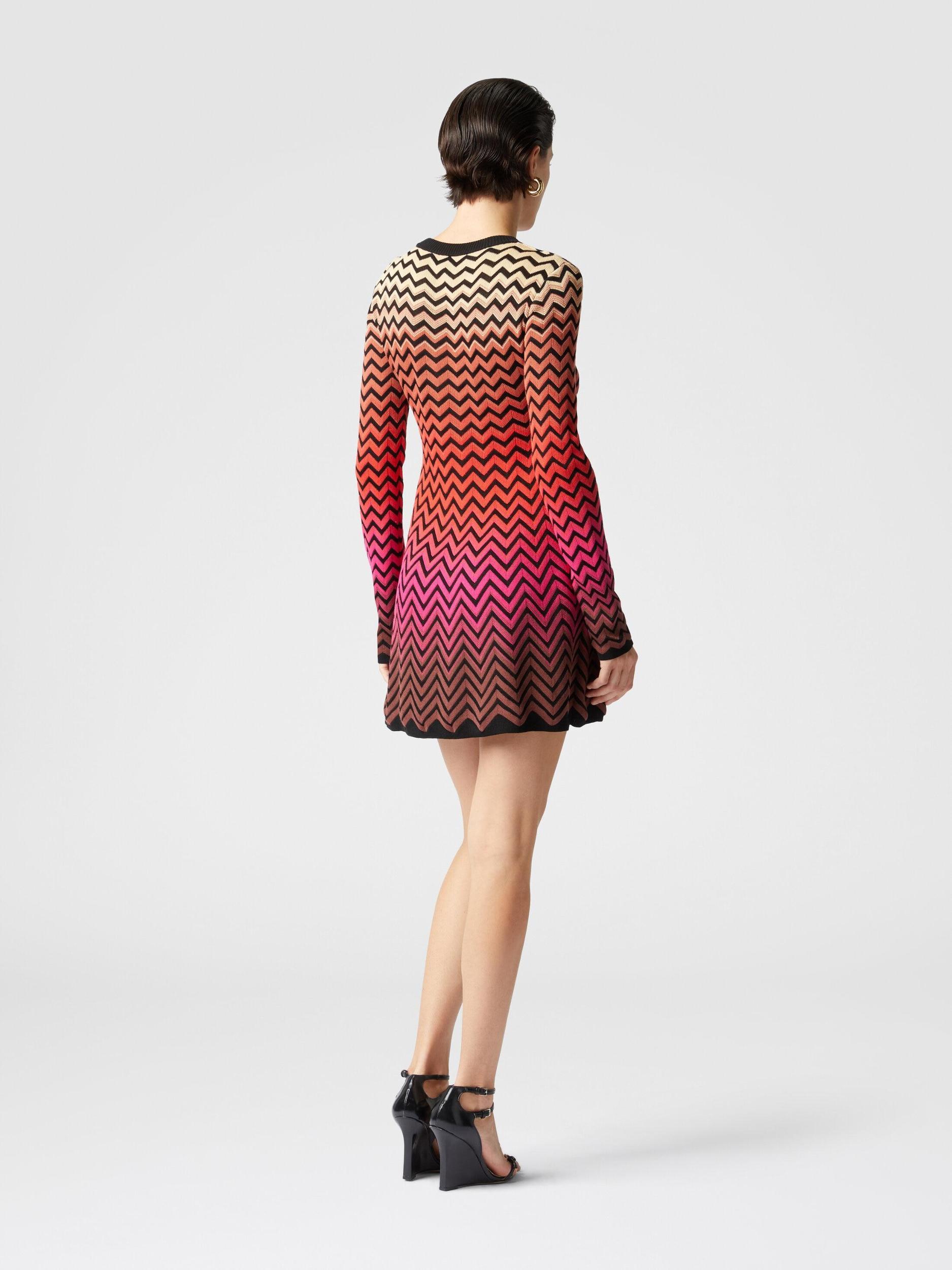 Flared mini-dress with dégradé chevron motif Product Image