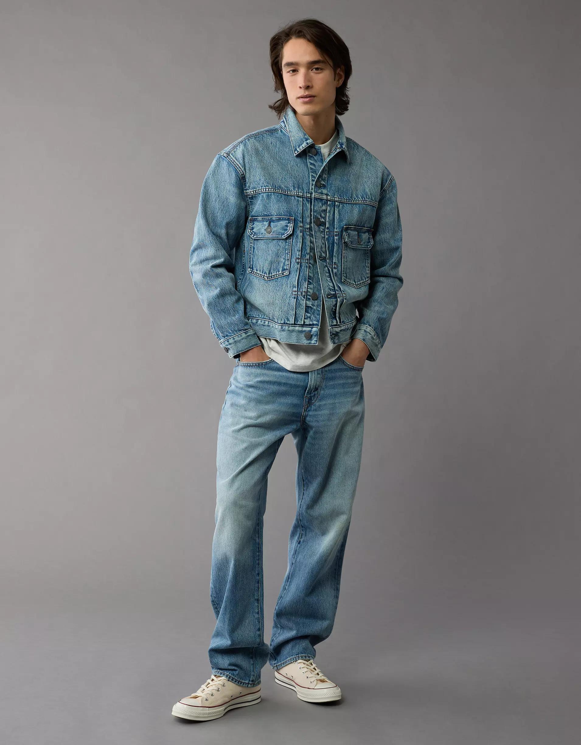 AE Boxy Denim Trucker Jacket Product Image