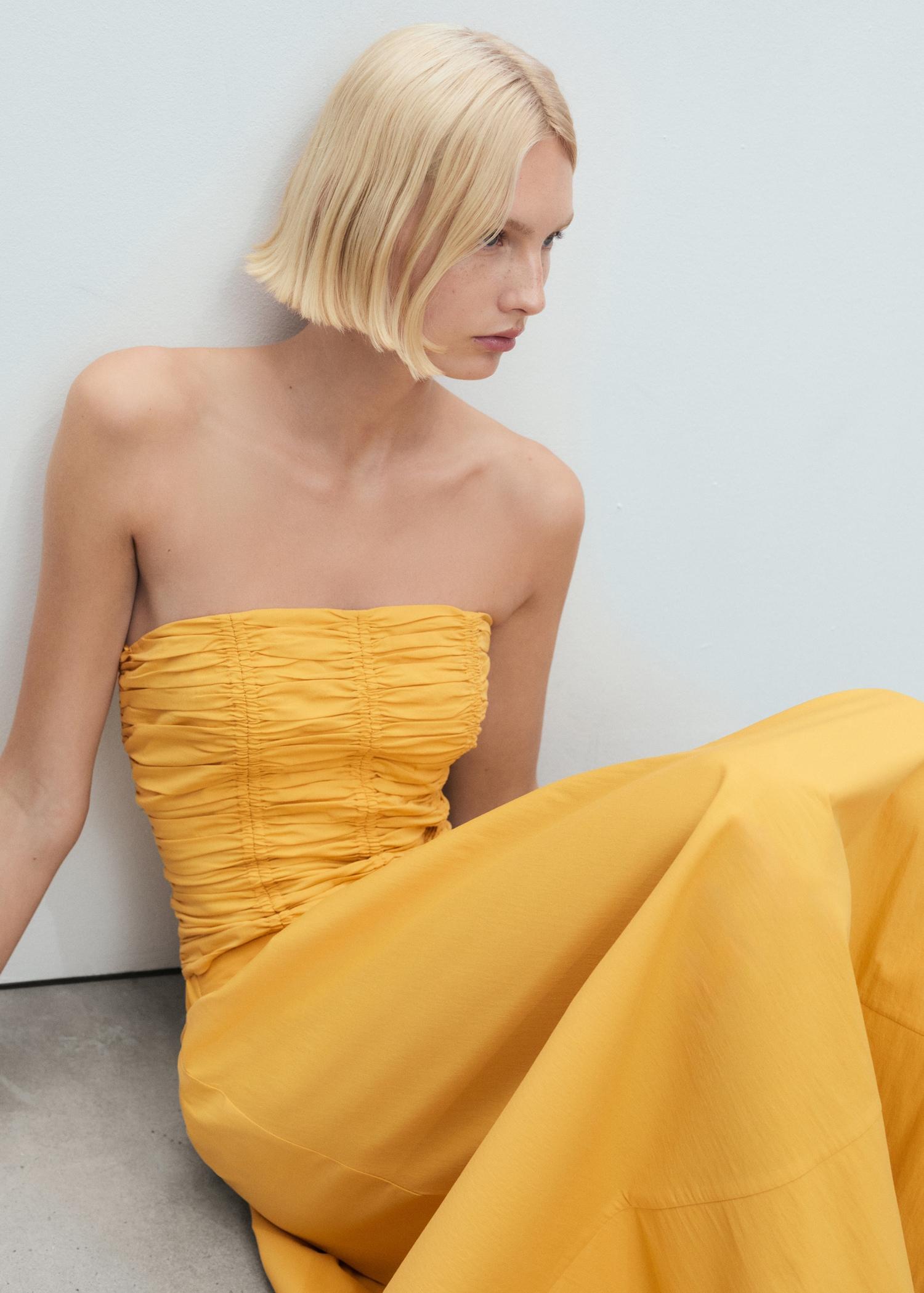 Long gathered skirt - Women | MANGO USA Product Image