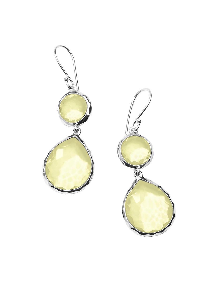 Womens Rock Candy Sterling Silver & Lemon Citrine Double-Drop Earrings Product Image