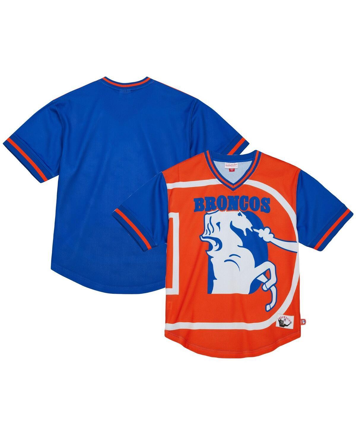 Men's Mitchell & Ness Royal Denver Broncos Jumbotron 3.0 Mesh V-Neck T-Shirt, Size: Medium, Blue Product Image
