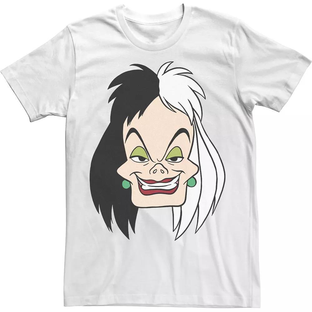 Disney's 101 Dalmatians Cruella De Vil Men's Big Face Tee, Size: Medium, White Product Image