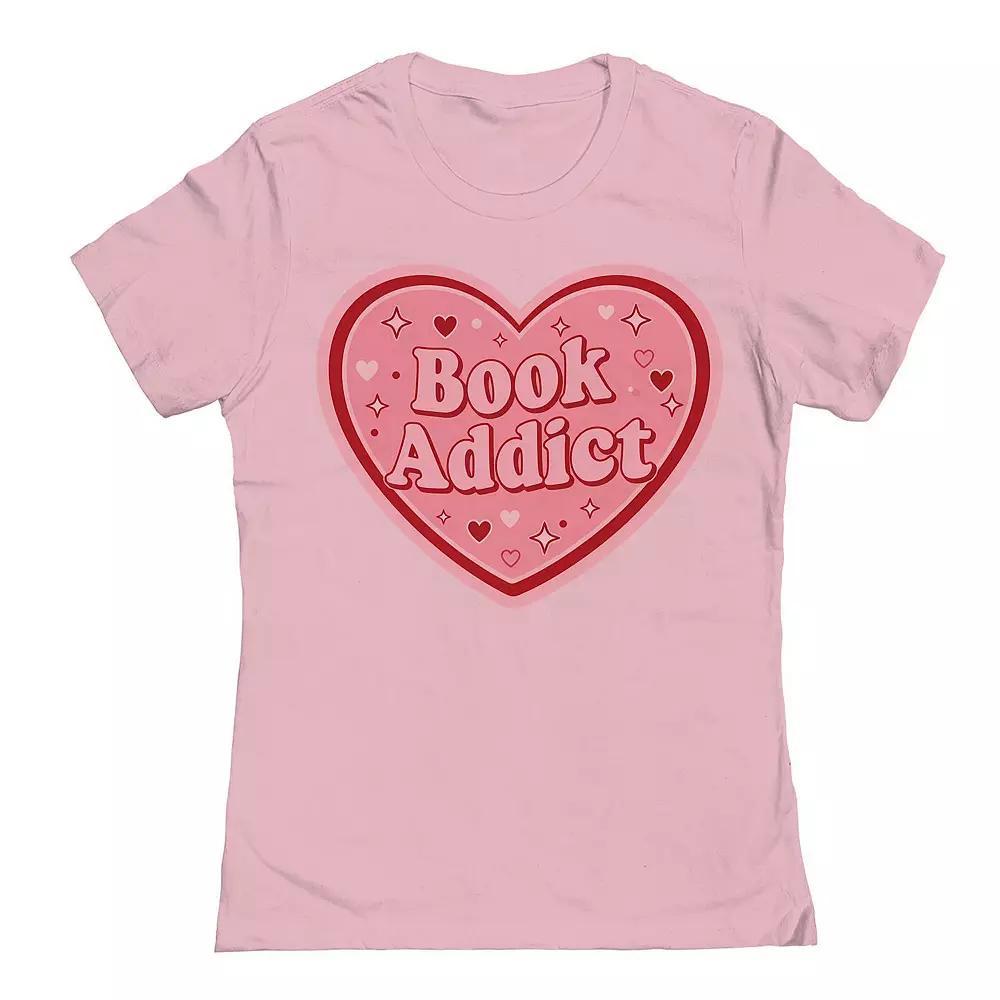 Junior's Book Addict Graphic Tee, Women's, Size: Small, Light Pink Product Image