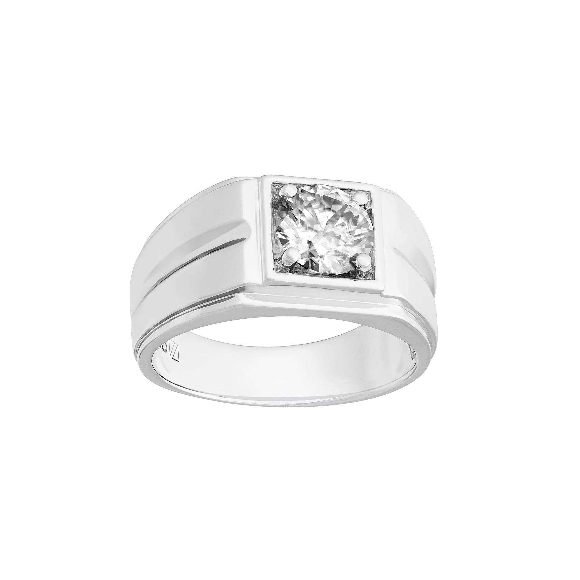 Men's AXL Sterling Silver Lab-Created Moissanite Solitaire Ring, Size: 9 Product Image