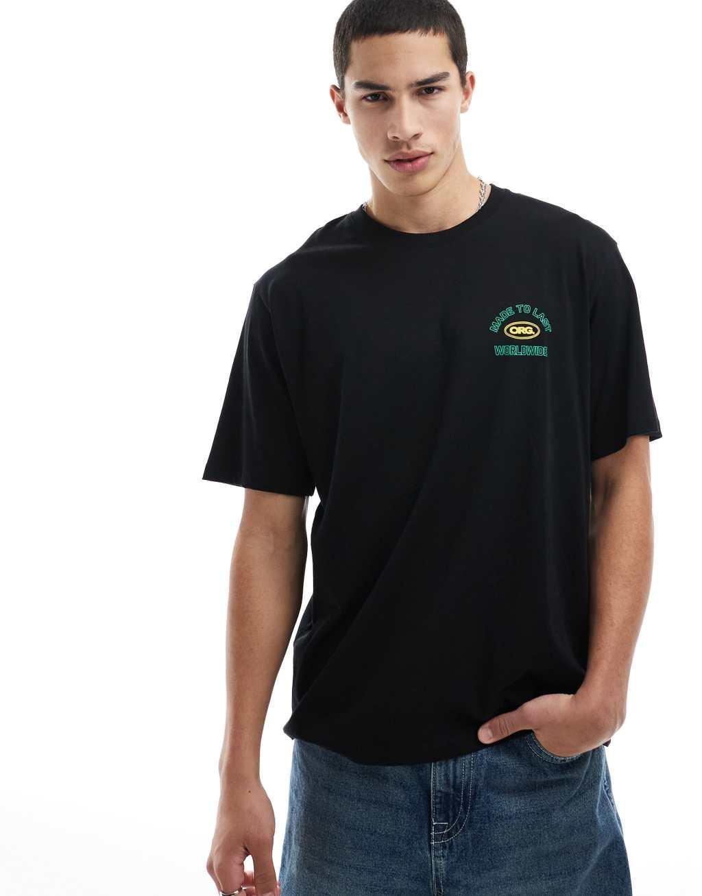 Jack & Jones oversized t-shirt with logo back print in black Product Image