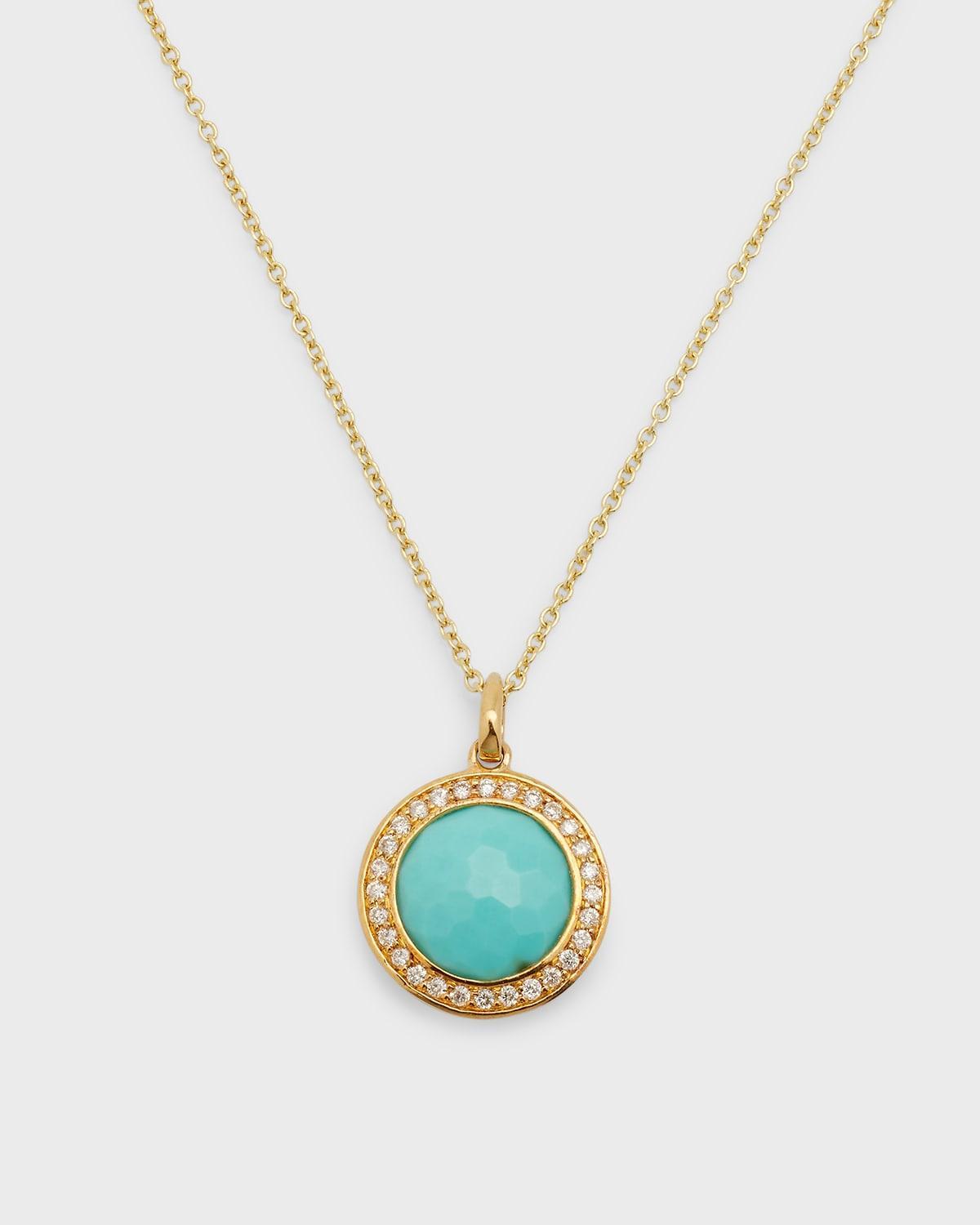 Ippolita 18K Yellow Gold Lollipop Turquoise Mini Pendant Necklace with Pave Diamonds, 18 Product Image