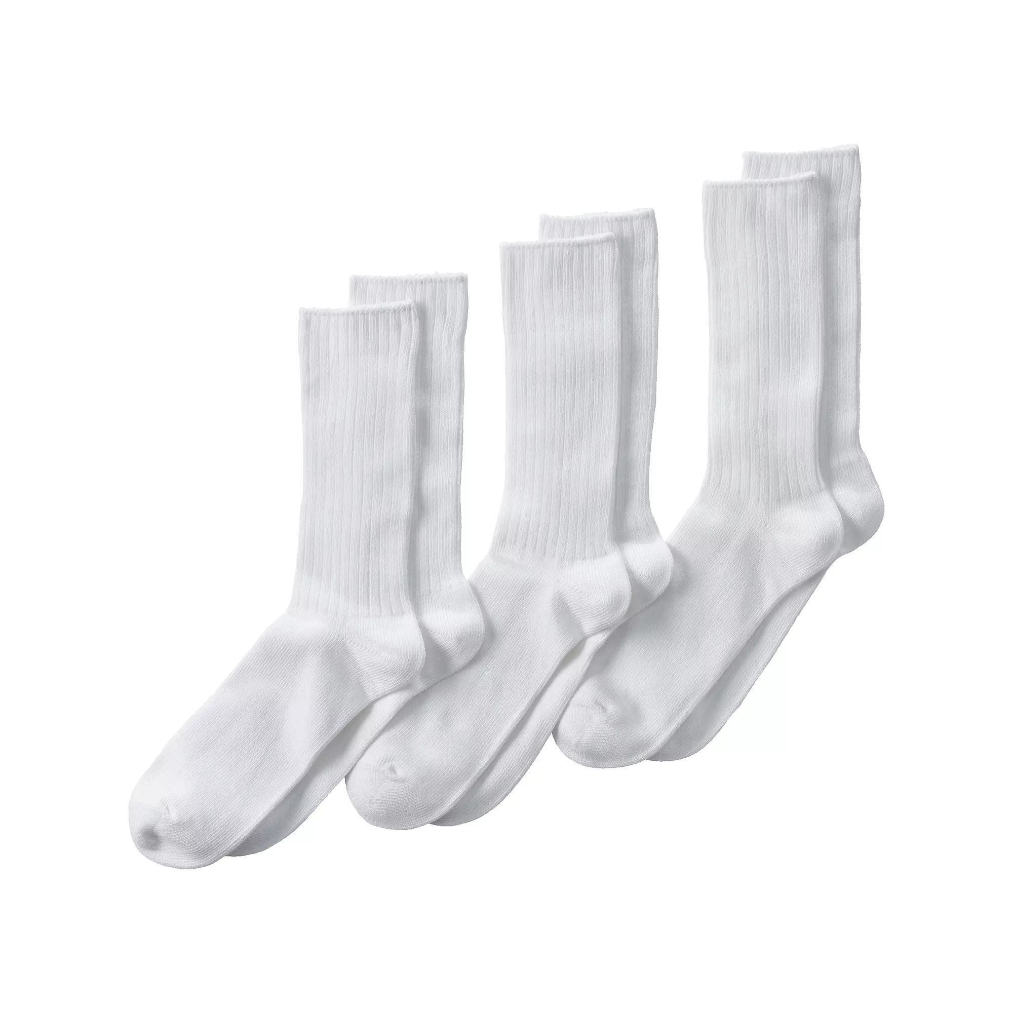 Men's Lands' End Crew Socks 3-Pack, Size: XS, White Product Image