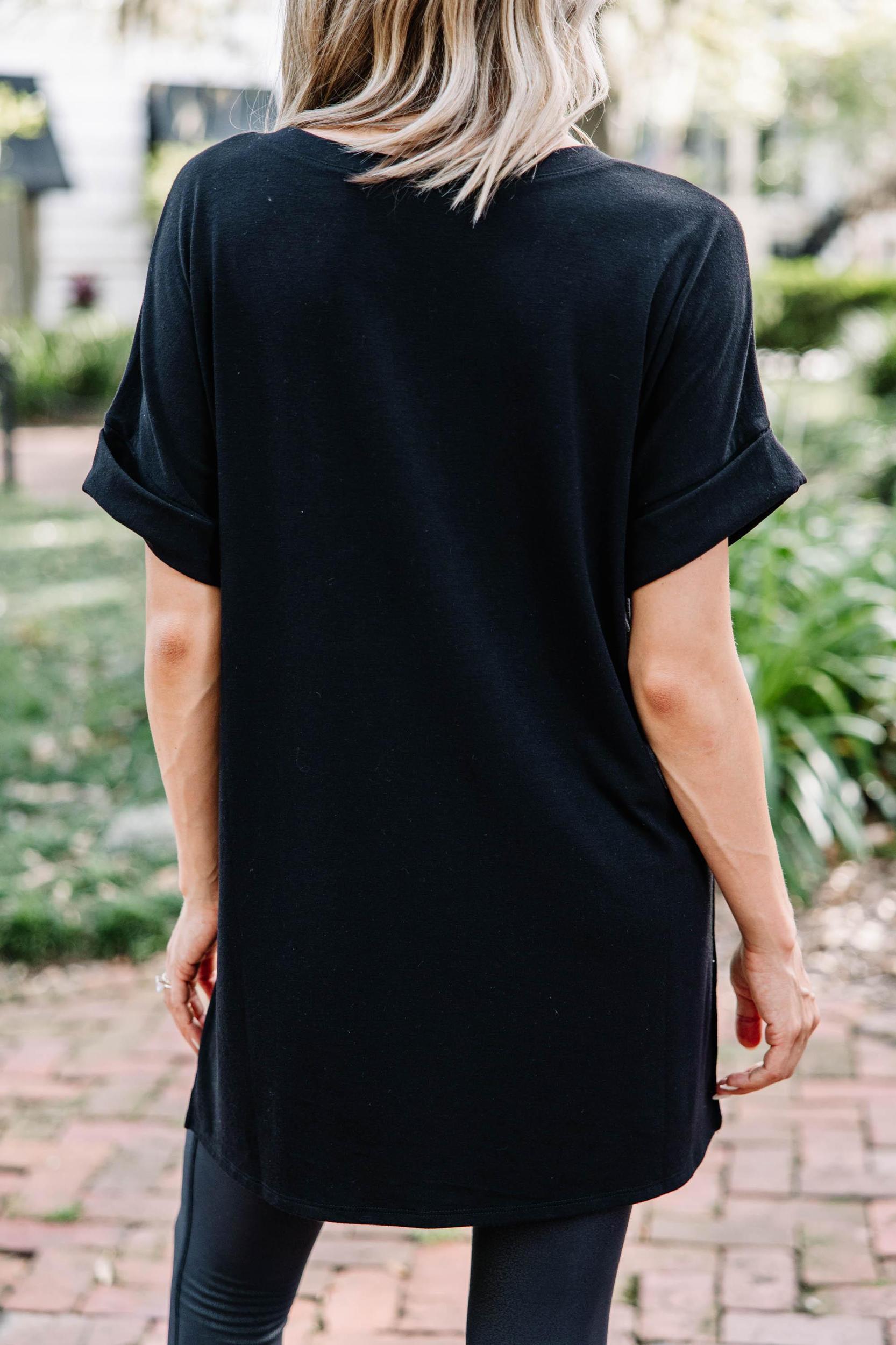 Make Your Life Easy Black V-neck Top Female Product Image