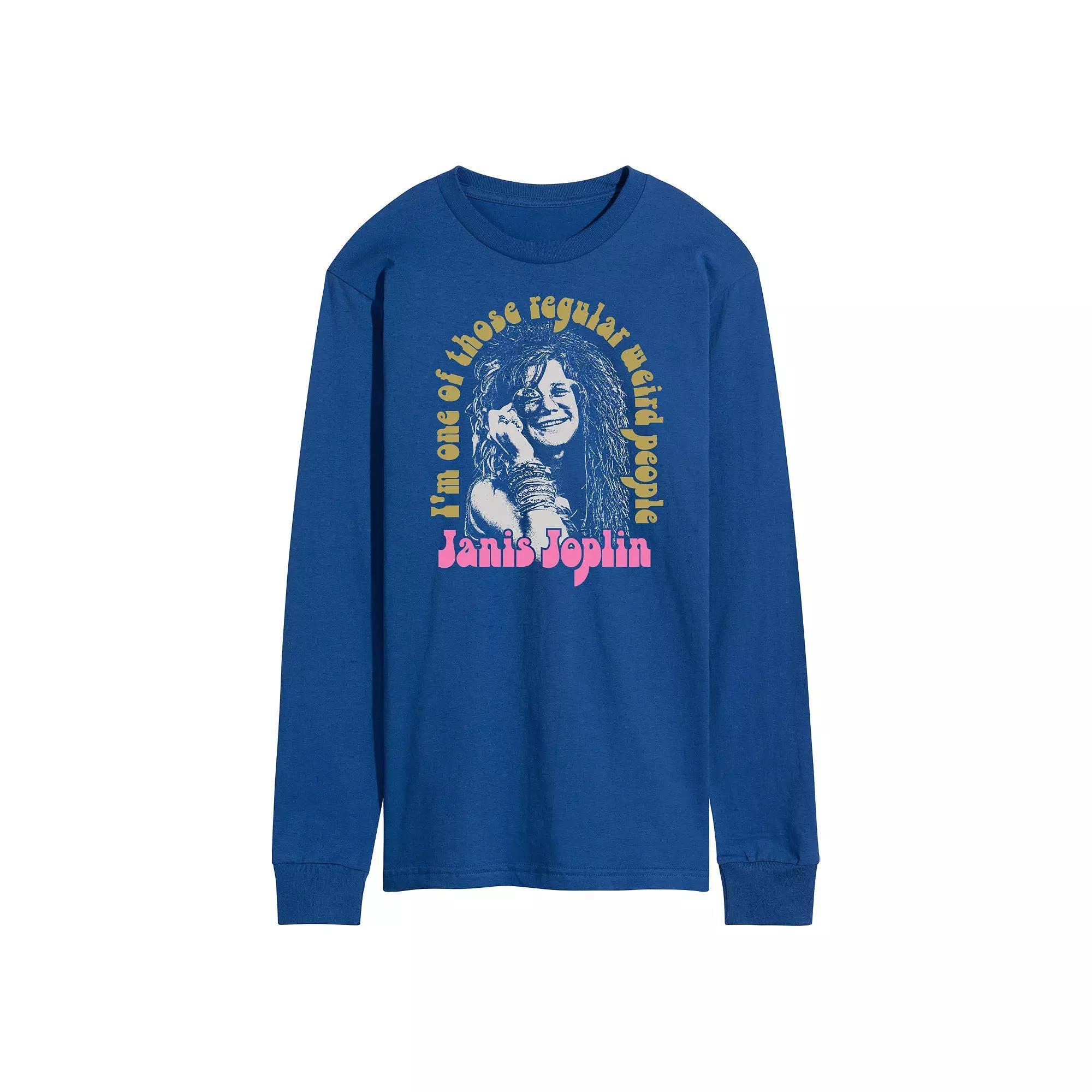 Mens Janis Joplin Weird People Long Sleeve Tee Blue Product Image