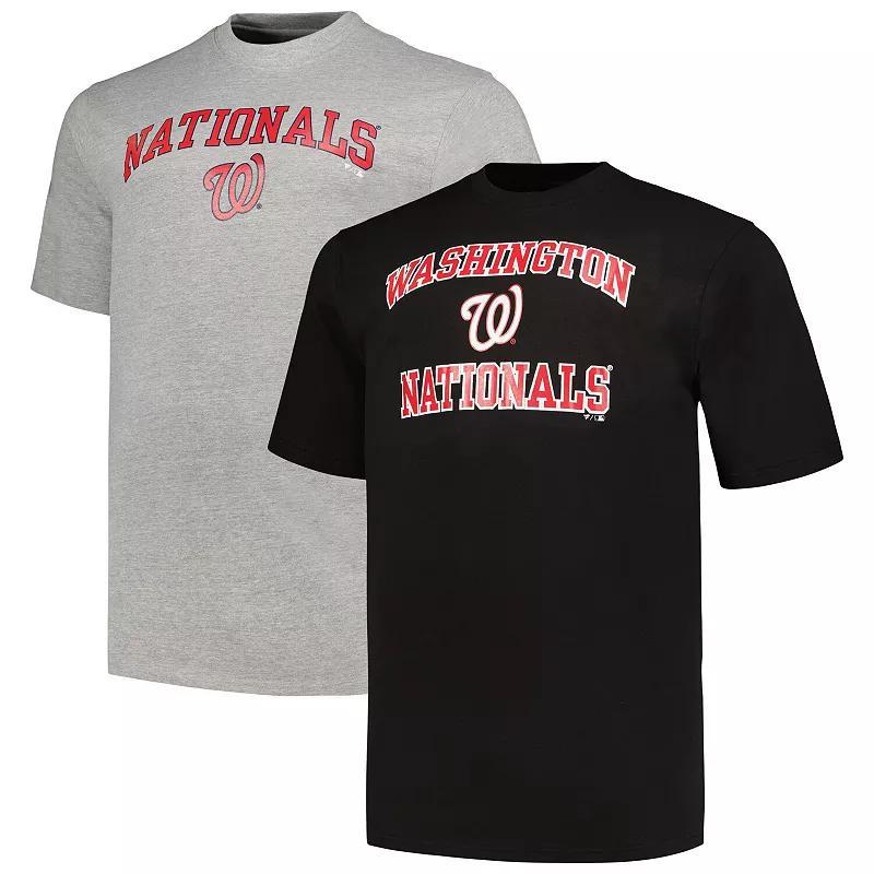 Men's Profile Black/Heather Gray Washington Nationals Big & Tall T-Shirt Combo Pack, Size: 5XB Product Image