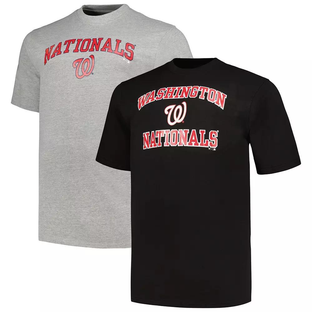 Men's Profile Black/Heather Gray Washington Nationals Big & Tall T-Shirt Combo Pack, Size: 5XB Product Image