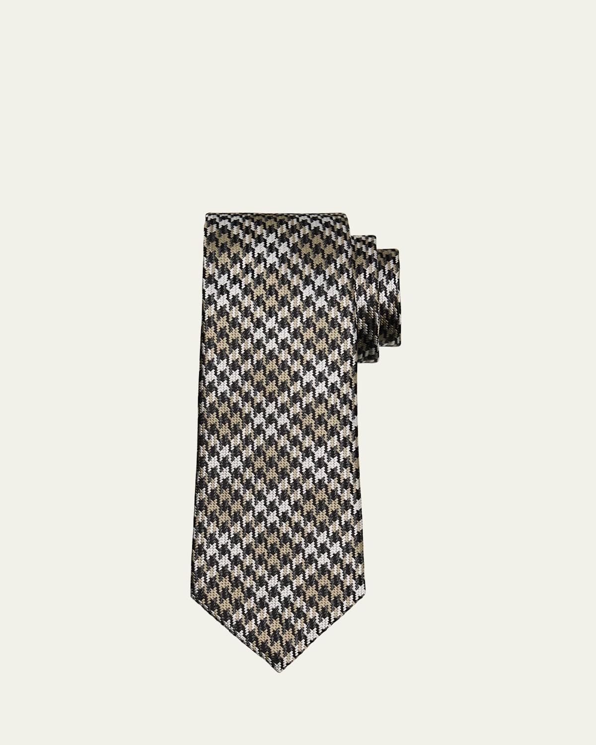 Mens Houndstooth Mulberry Silk Tie Product Image