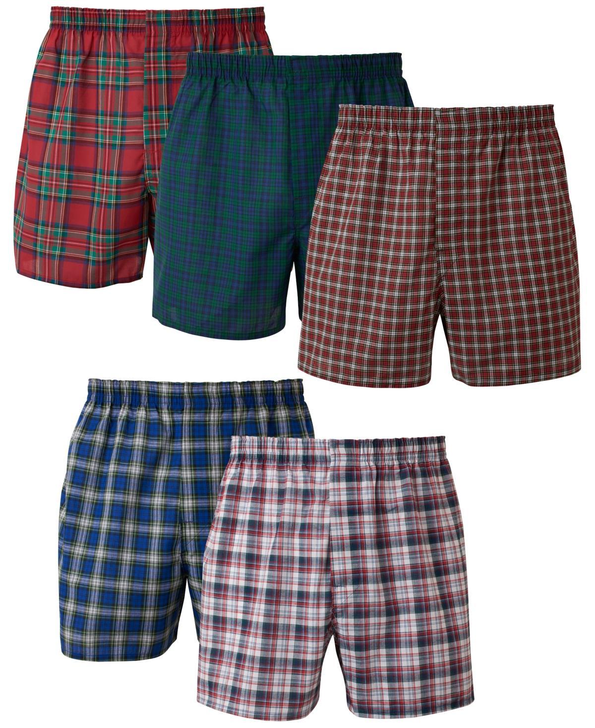 Hanes Ultimate 5-Pack Men's Woven Boxer Underwear, Size: Large, Tartan Plaid Product Image