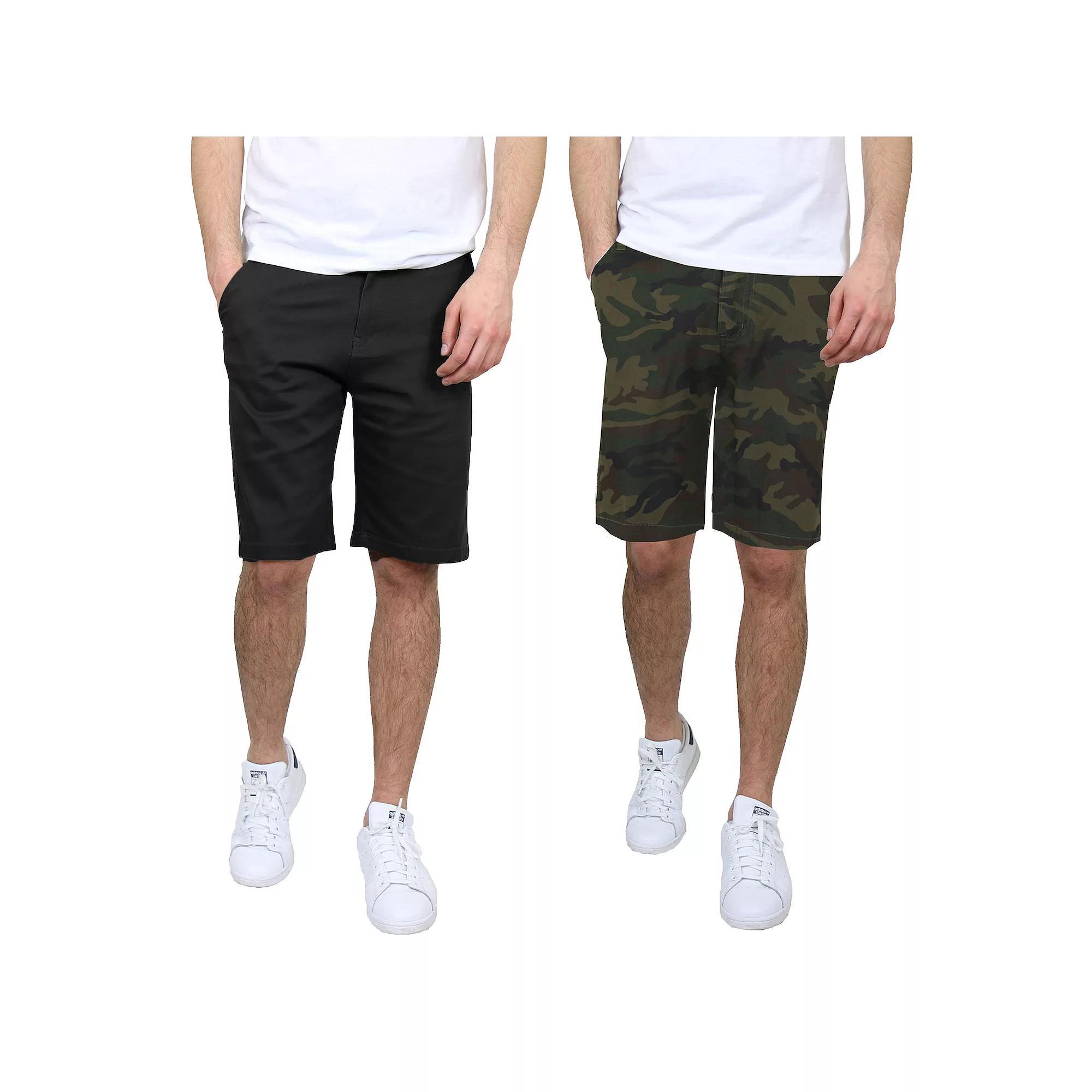 Men's Galaxy 10.5" 5-Pocket Flat-Front Slim-Fit Stretch Chino Shorts 2-Pack, Size: 38, Black Woodland Product Image