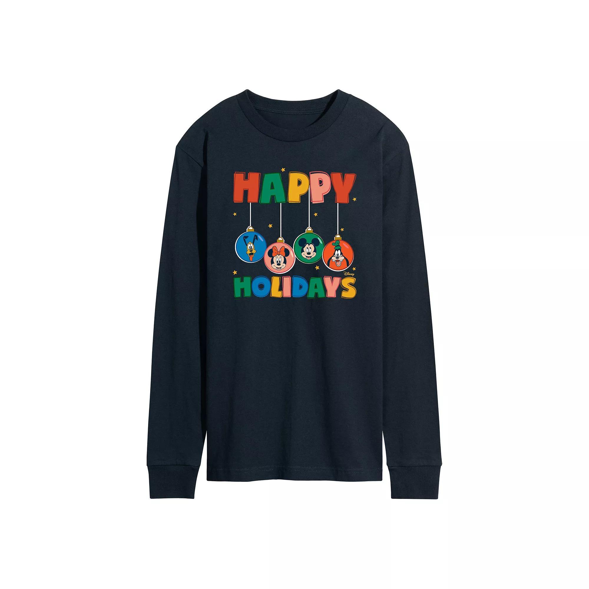 Disney's Mickey Mouse & Friends Men's Ornaments Long Sleeve Graphic Tee, Size: XL, Blue Product Image
